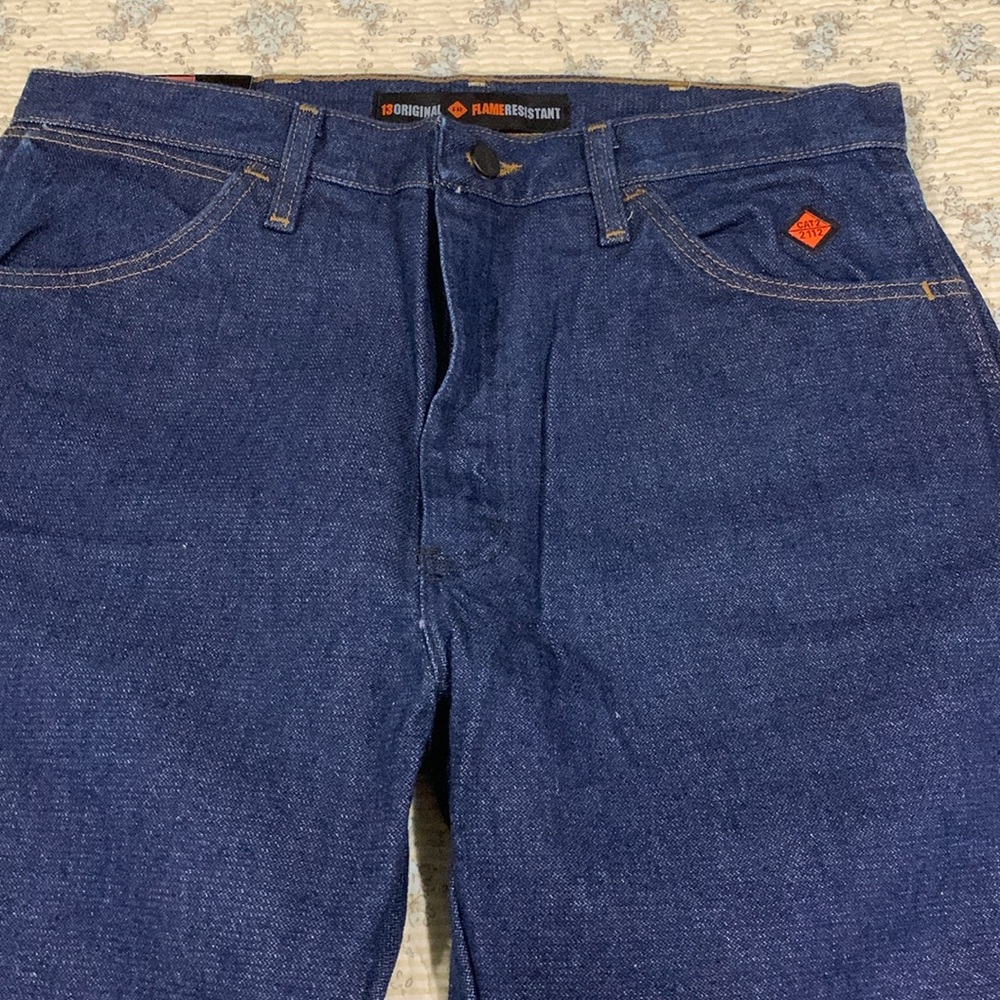 Wrangler flame resistant Jeans NEW Size 34x32 Regular Fit Men’s Dark wash Denim - Picture 4 of 9